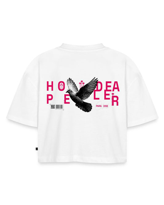HOPE DEALER Cropped Oversized Women Tee aus Bio-Baumwolle - White