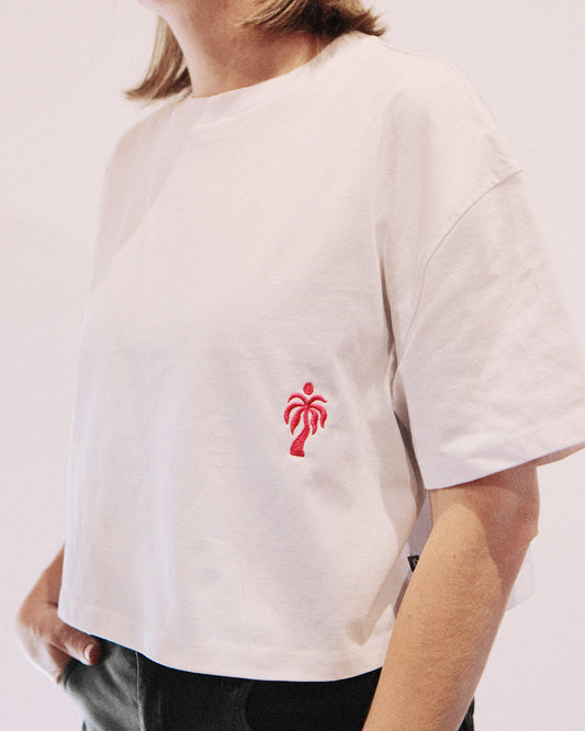 HOPE DEALER Cropped Oversized Women Tee aus Bio-Baumwolle - White