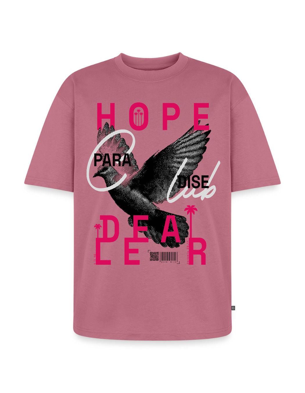 HOPE DEALER Oversized Tee aus Bio-Baumwolle - White & Mauve Frontprint